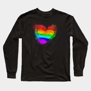 colorful Rainbow Heart Long Sleeve T-Shirt